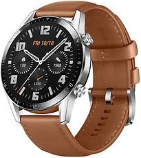 Huawei Watch GT 2 46 mm silber am Lederarmband pepple brownA1