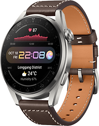 Huawei Watch 3 Pro 48 mm silber am Lederarmband braun [Wi-Fi + 4G, Classic Edition]A1